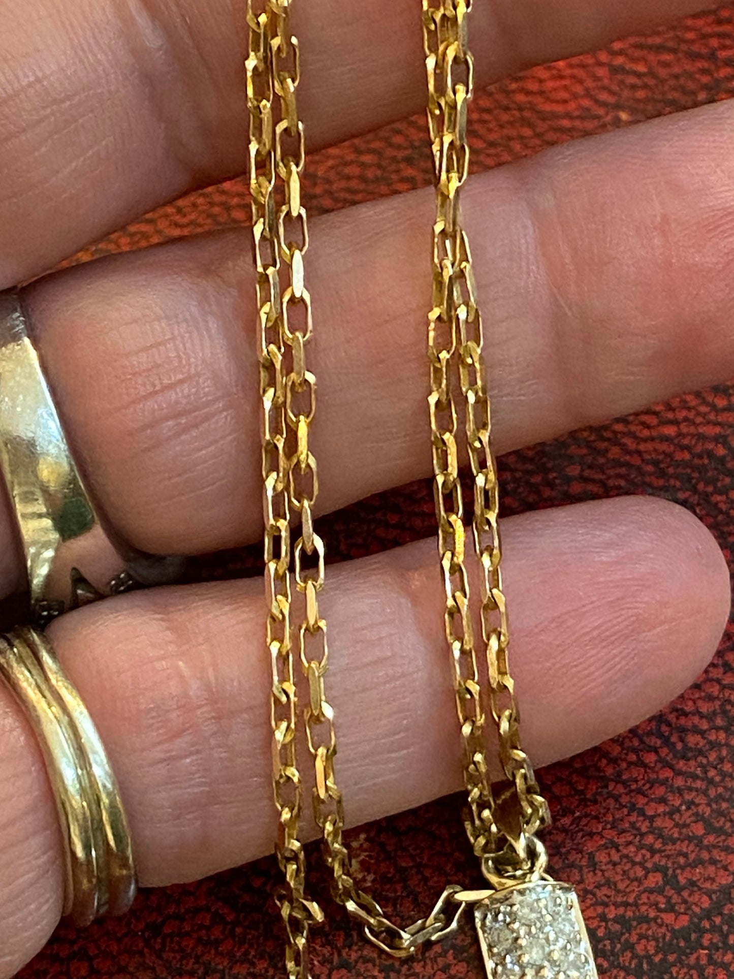 9ct vintage / pre owned large diamond cross and 18 inch chain