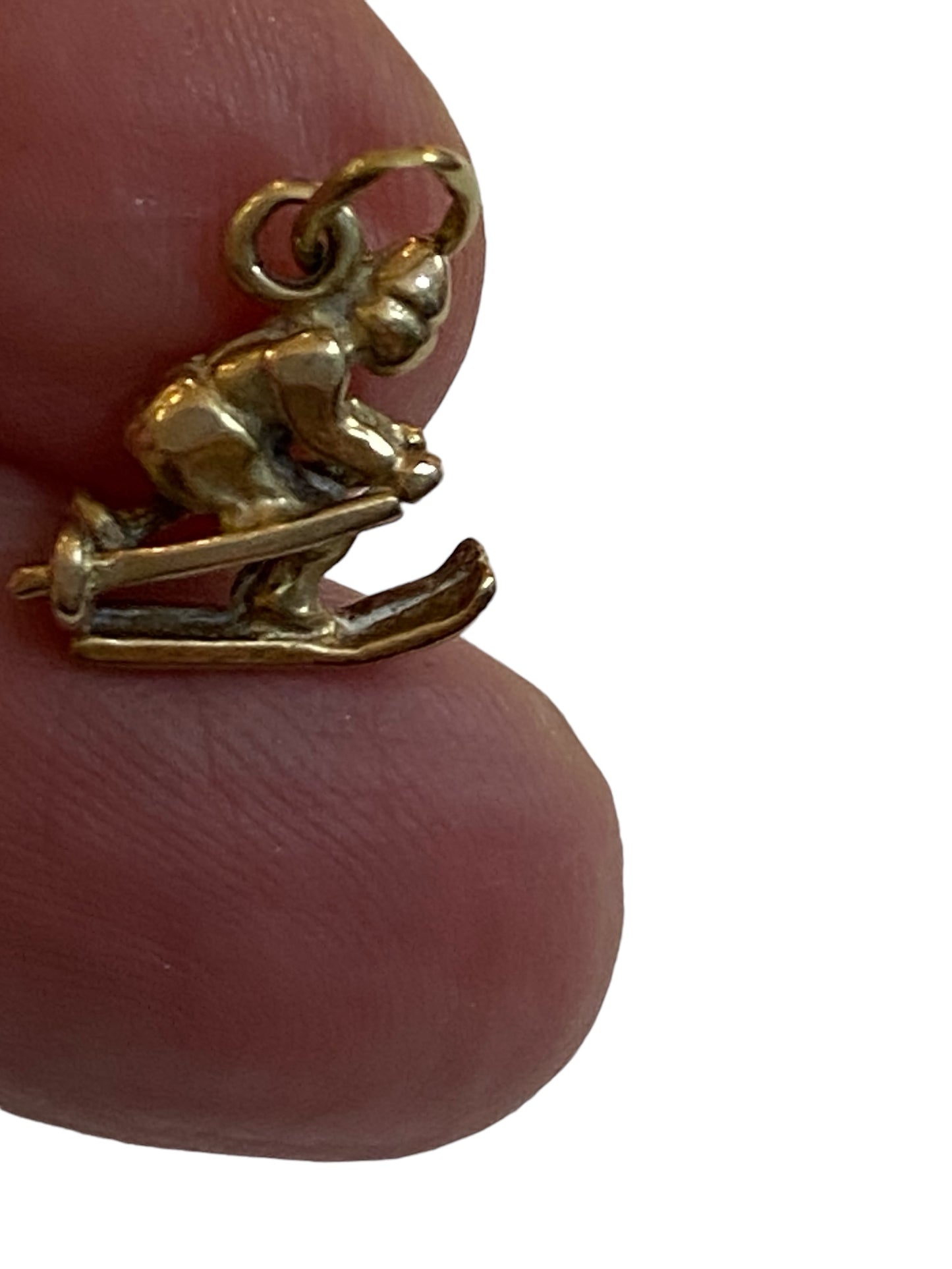 9ct vintage skier charm / pendant