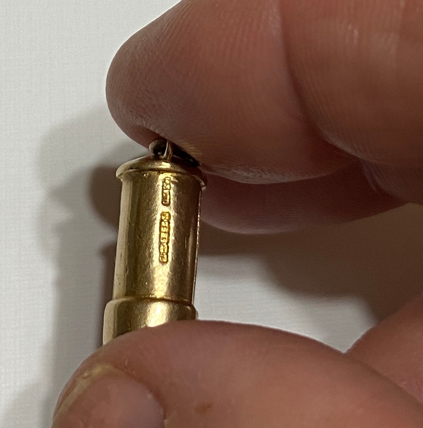 9ct vintage charm, opening post box with postman and happy birthday card. rare charm
