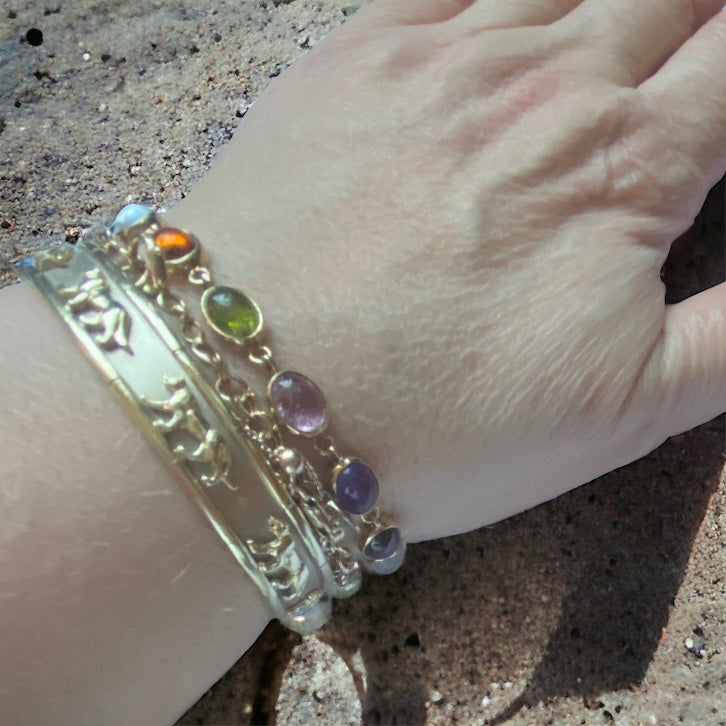 9ct 375 yellow gold multi gemstone bracelet circa 1985