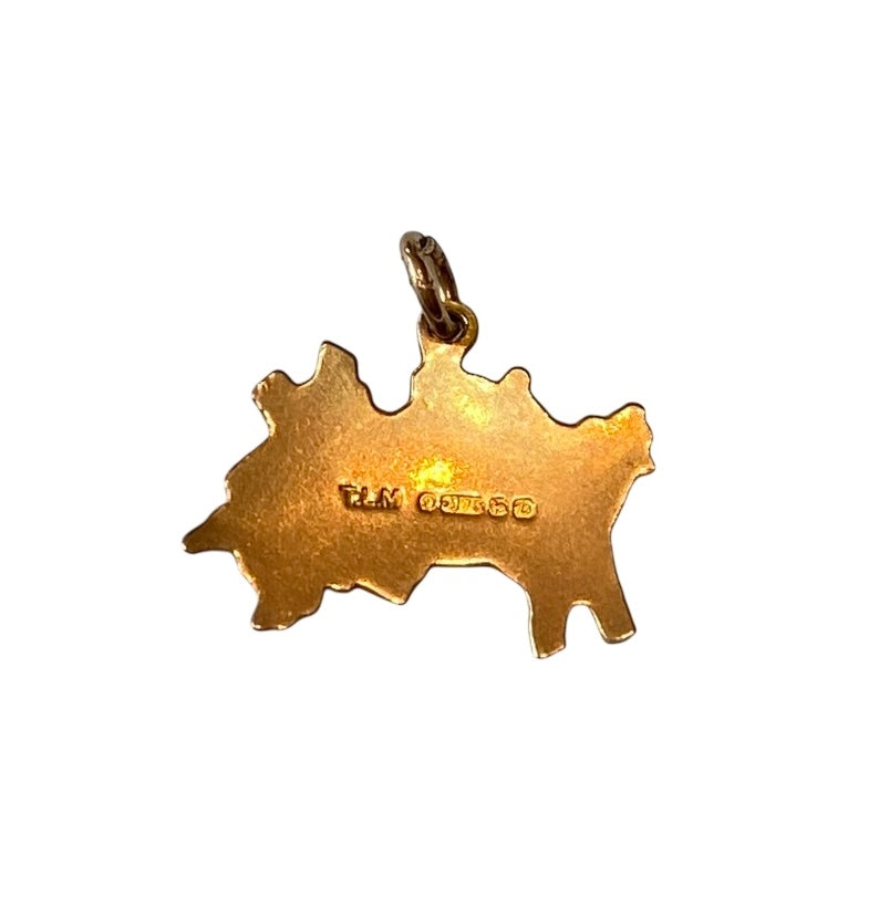 9ct vintage map of jersey charm / pendant