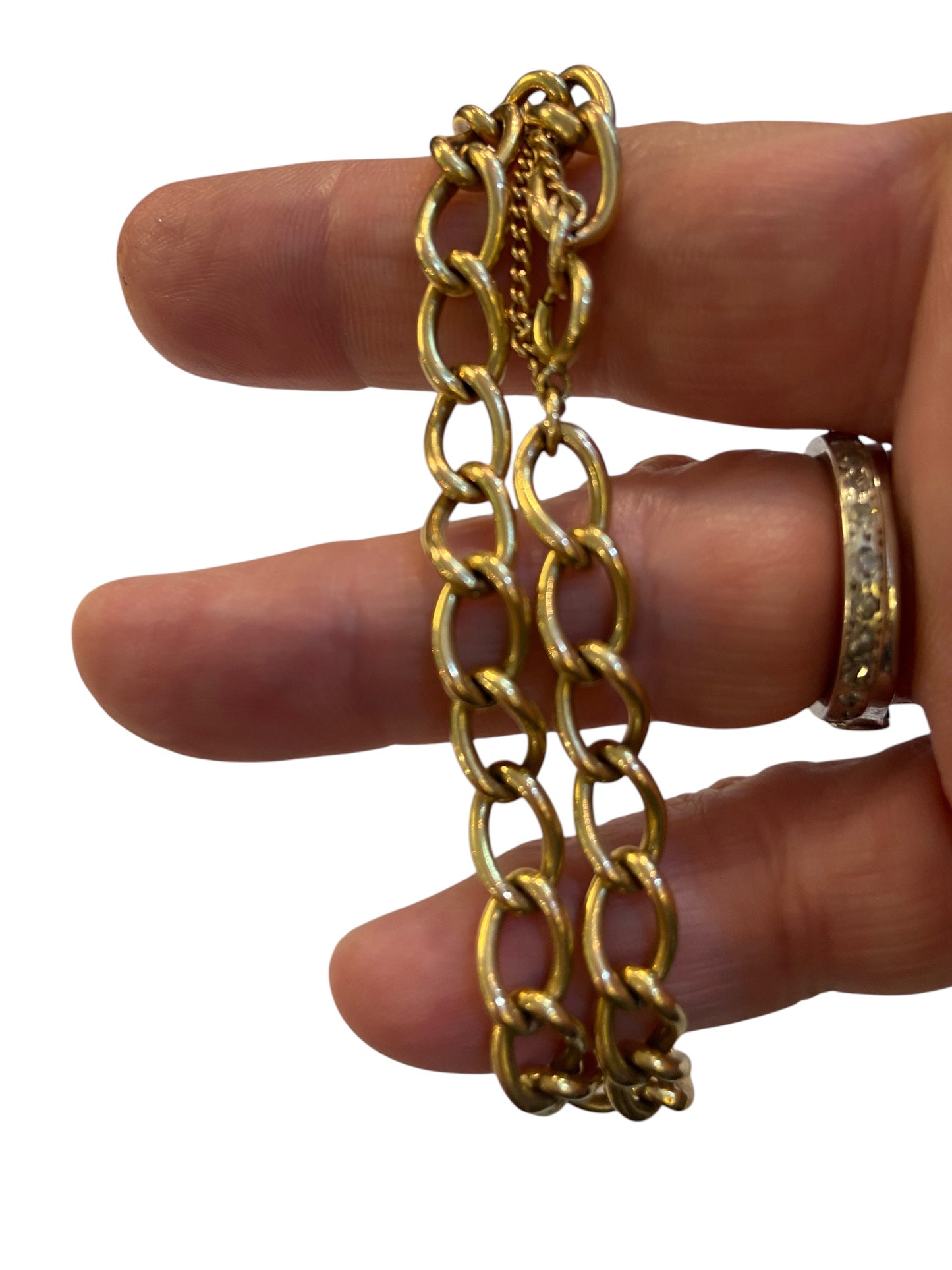 9ct vintage curb link bracelet, 7 1/2 inches (19cm )