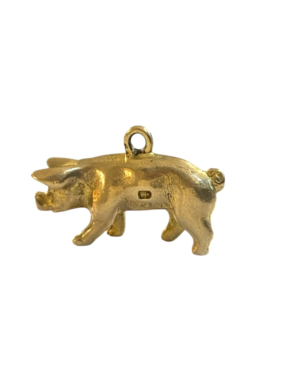 9ct vintage pig charm. solid 9ct gold circa 1966. 3.9g