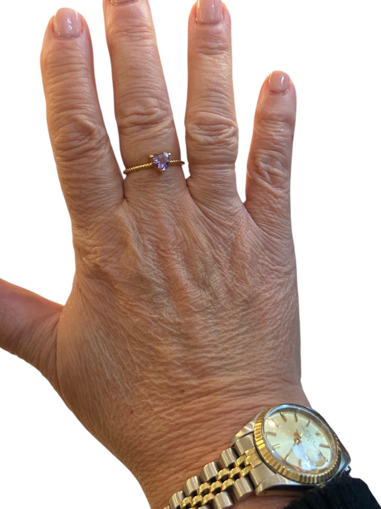 9ct vintage amethyst heart ring size R 1/2