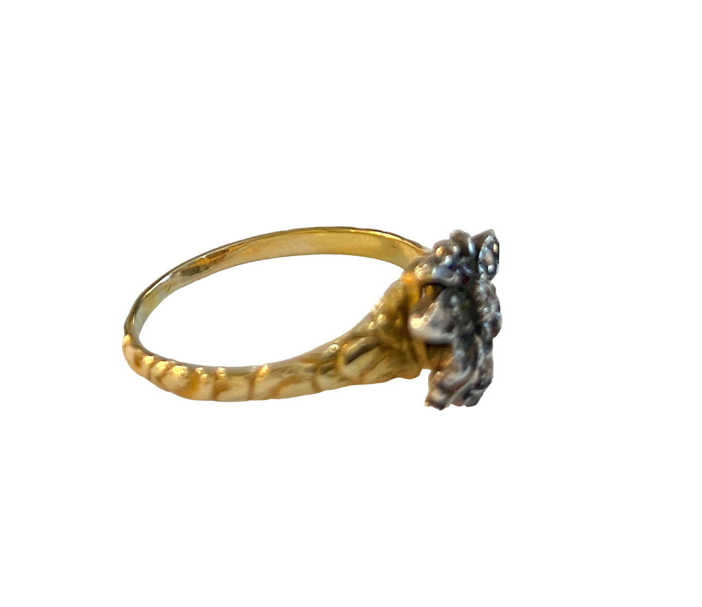 14ct Antique Bee ring set with rose cut diamonds size M 1/2