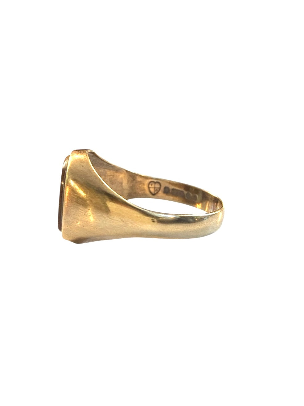 9ct vintage signet ring with tigers eye and diamond. ring size v