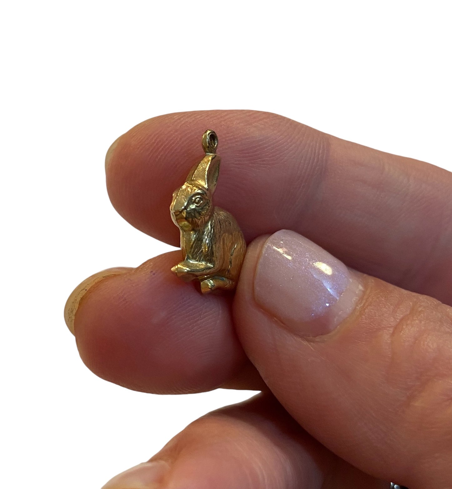 9ct vintage rabbit charm. small. hollow
