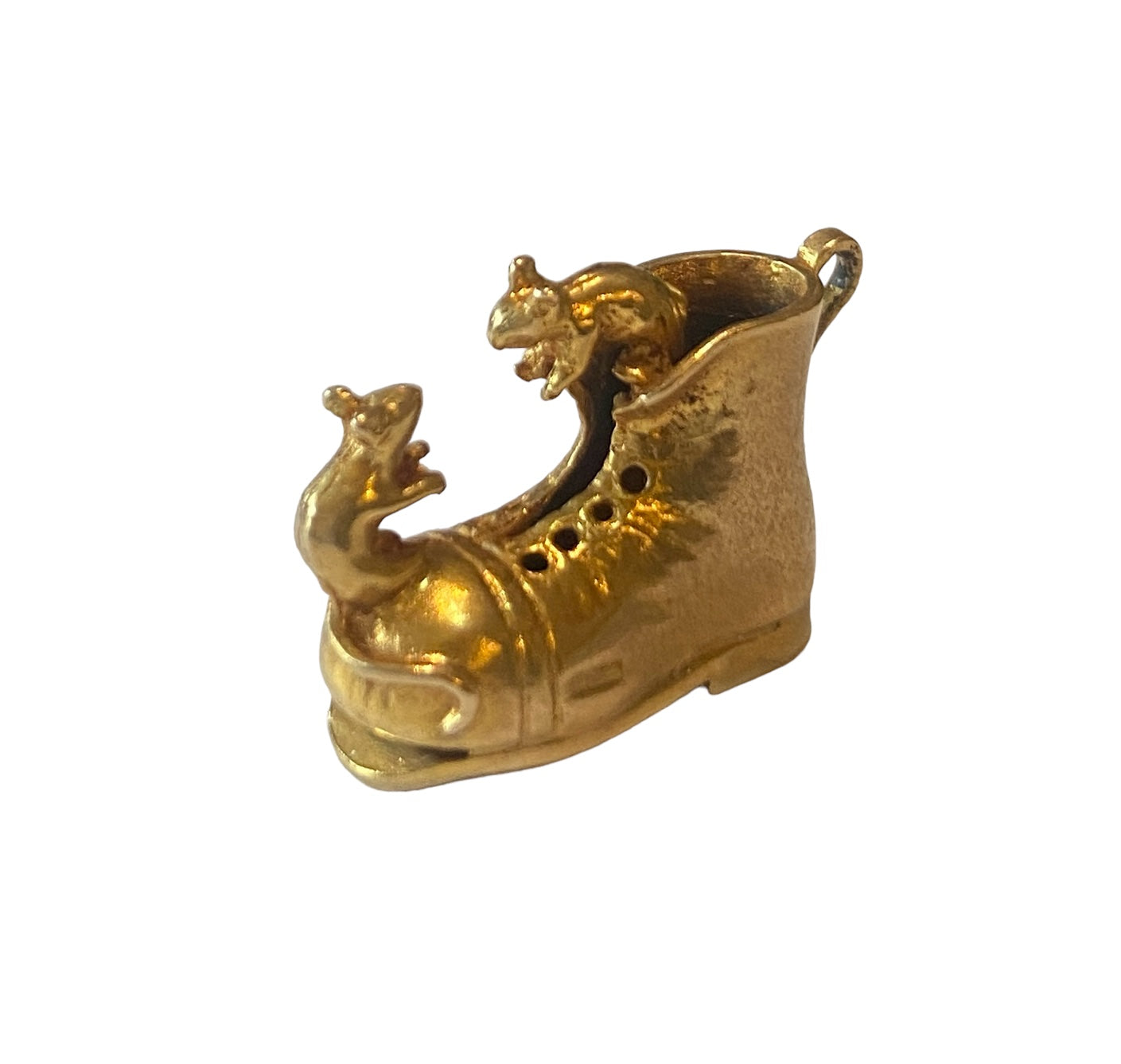 9ct vintage boot charm with mice circa 1964