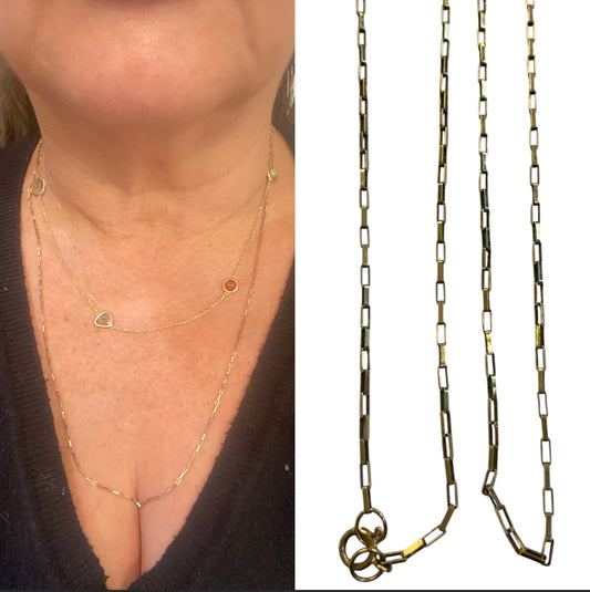 9ct vintage 24 1/2 inch chain. fine link elongated box link