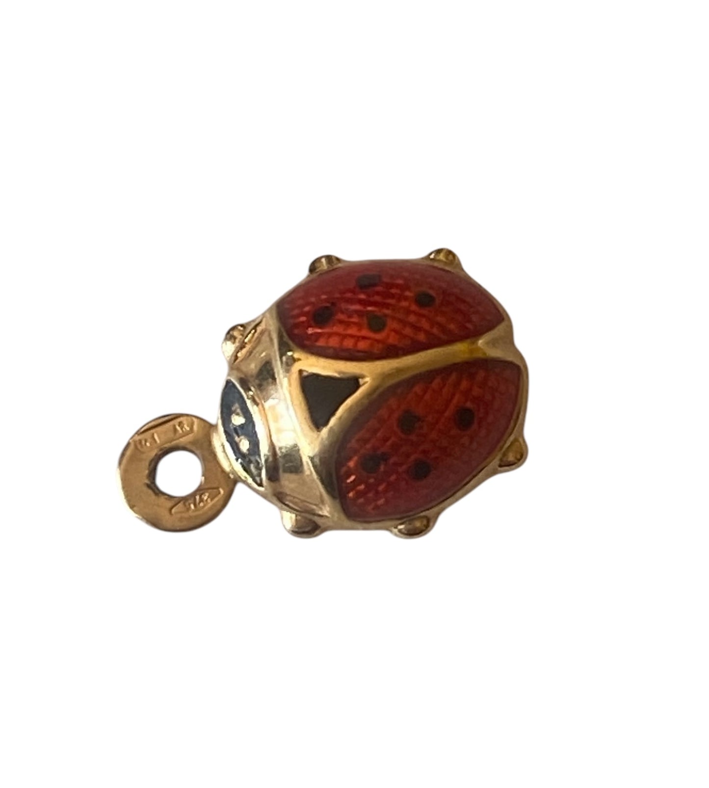 9ct pre owned lady bird charm. enamelled.