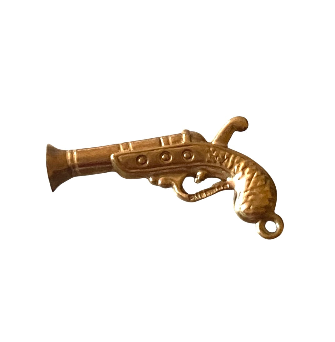 9ct vintage flintlock gun charm / pendant, maker FM