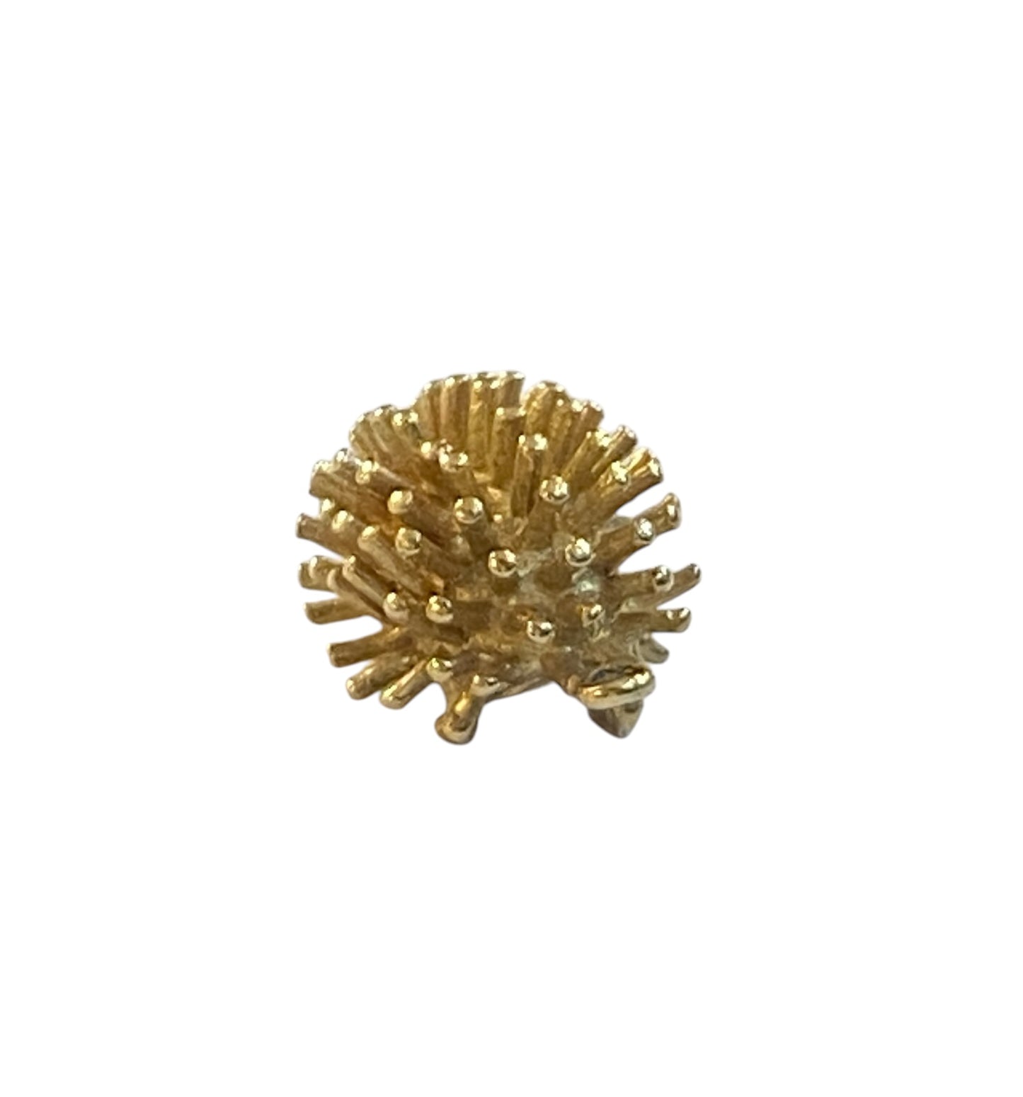9c6t vintage hedgehog charm white and yellow gold. 2.6g