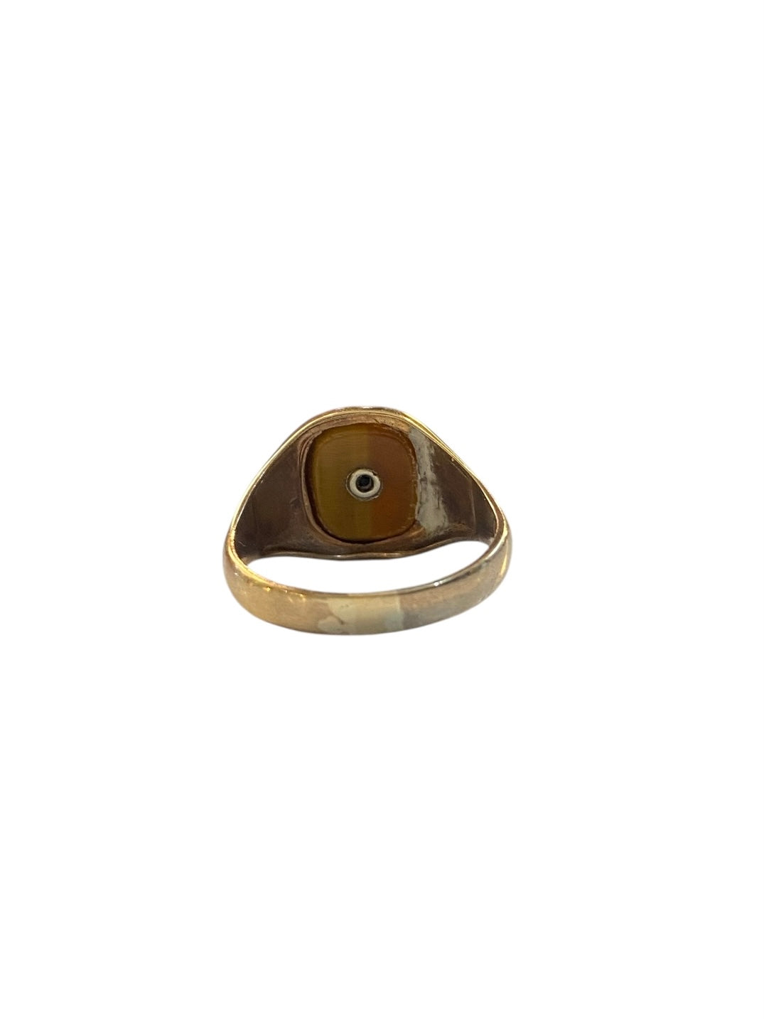 9ct vintage signet ring with tigers eye and diamond. ring size v