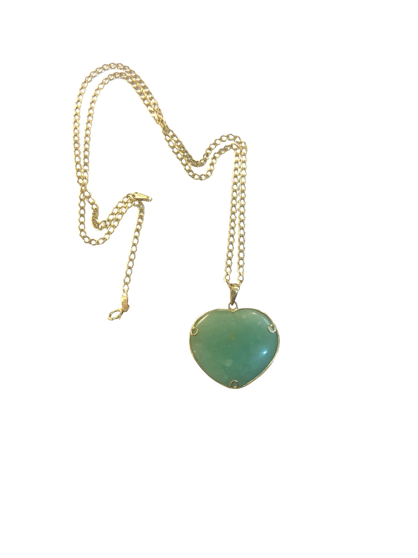 9ct pre owned jade heart pendant and chain