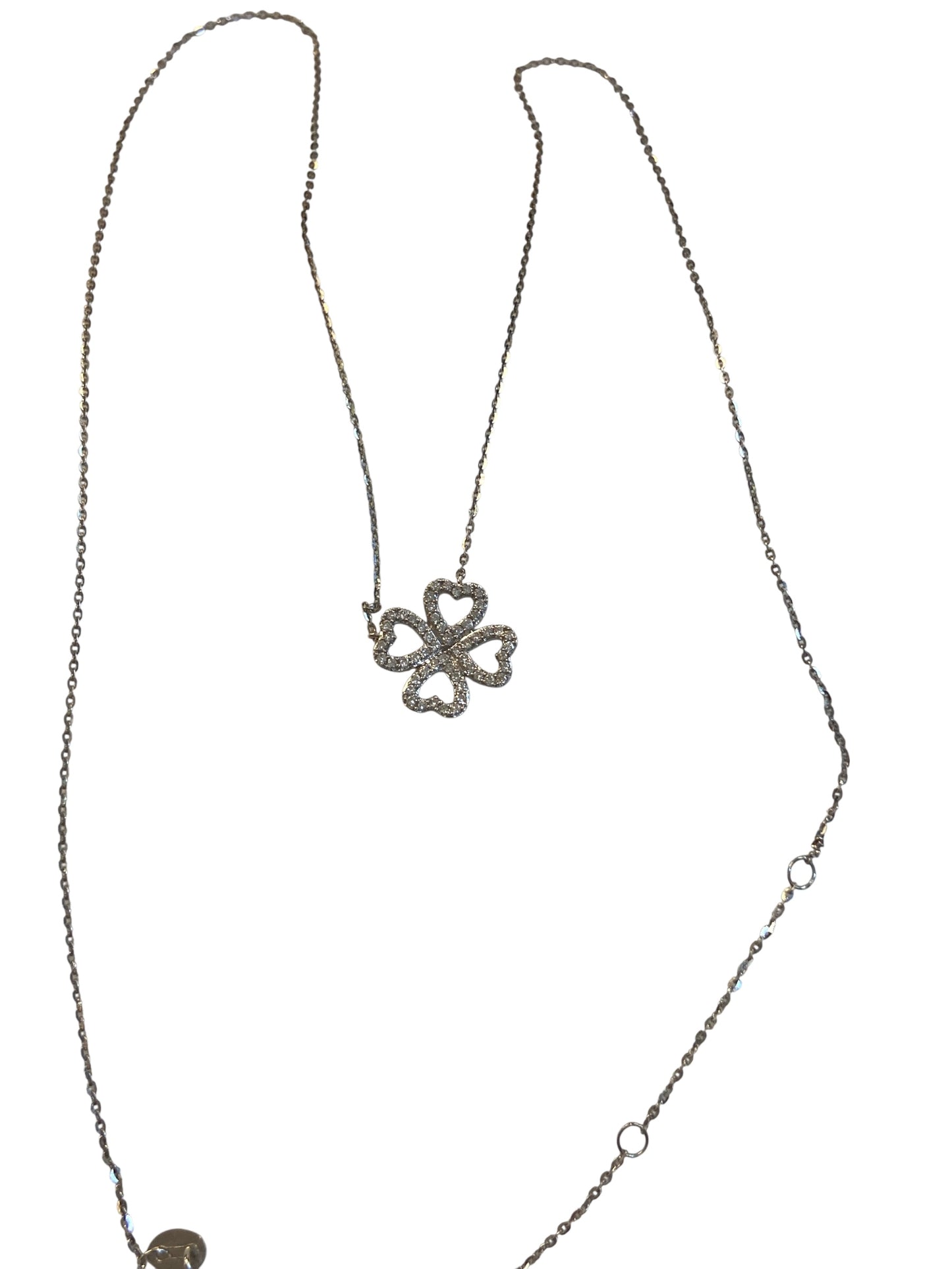 9ct pre owned diamond four leaf clover necklace 18,17 & 16 inch