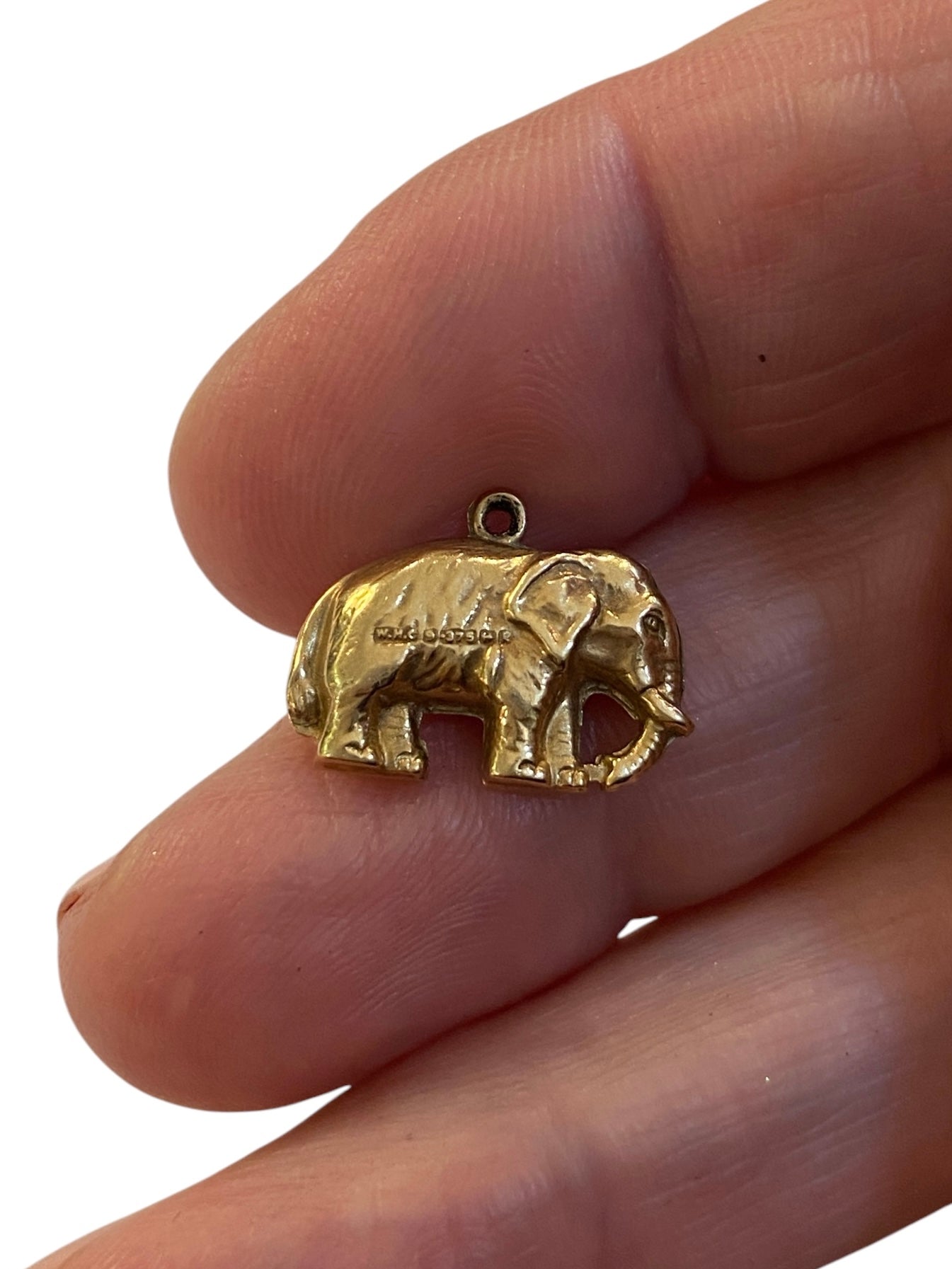 9ct vintage small elephant charm. circa 1966 .HOLLOW