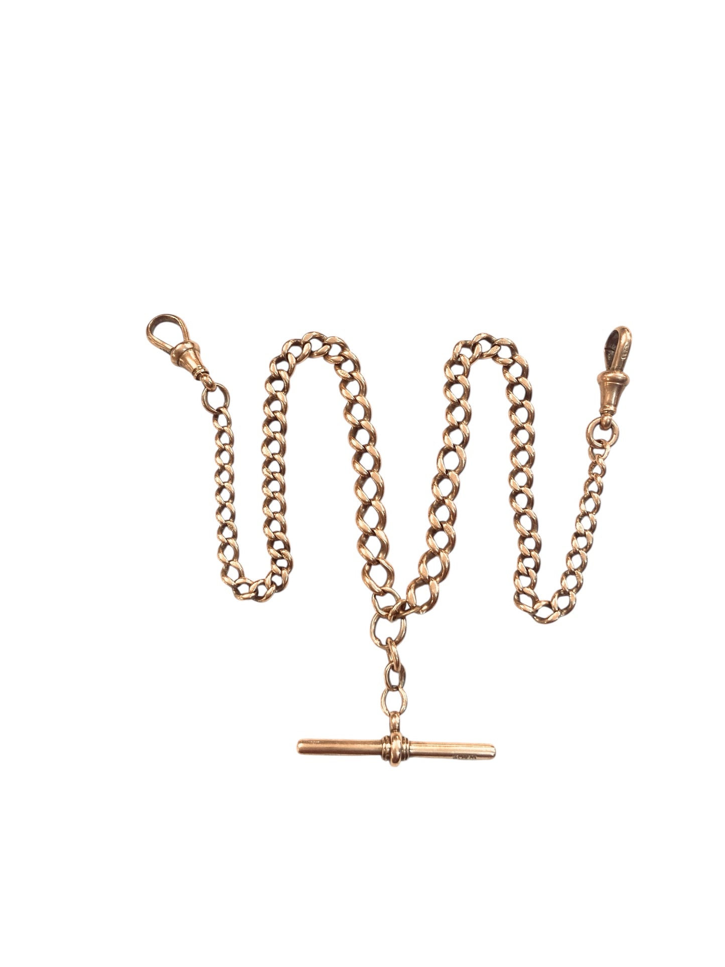 9ct vintage double Albert chain 16.3/4 inches (42.5cm) 32.7g Rose gold