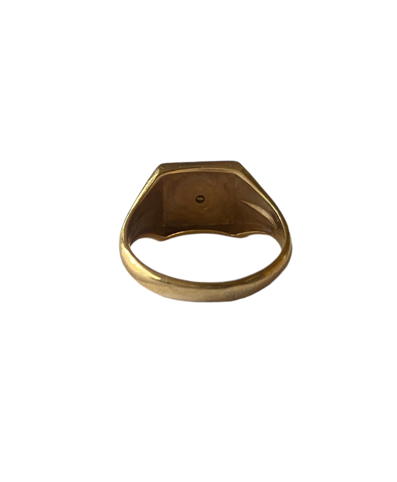 9ct vintage signet ring with star. rust diamond circa 1980 size O 1/2