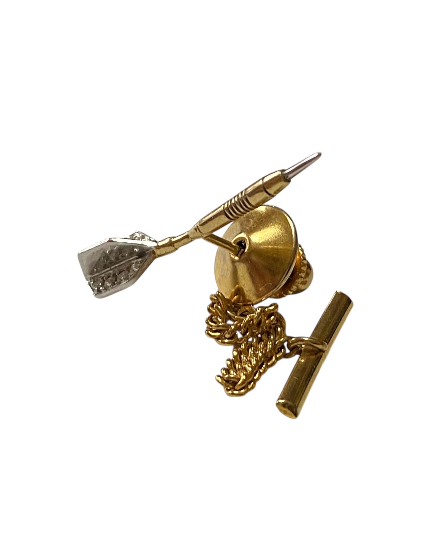 9ct vintage diamond dart tie pin. circa 1985