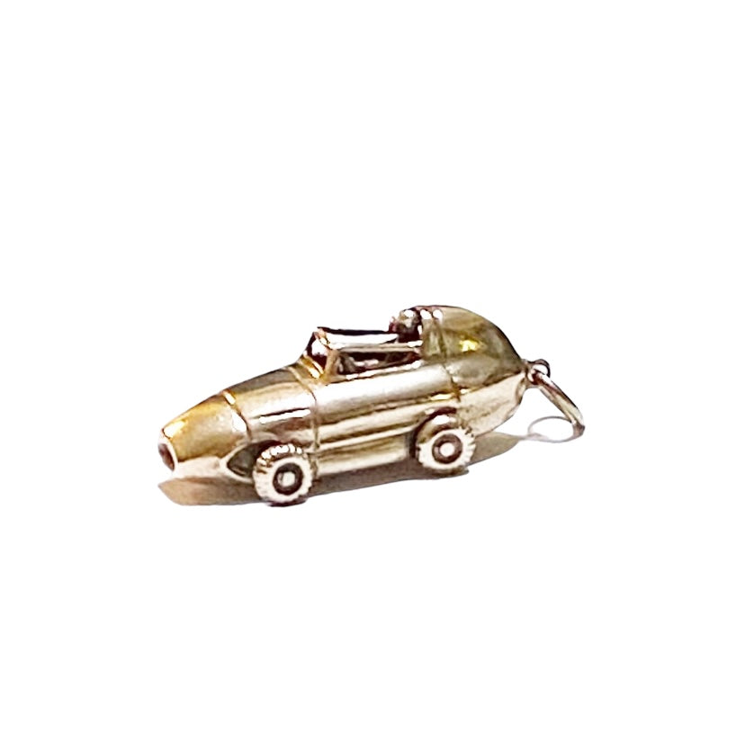9ct vintage racing car charm London 1959