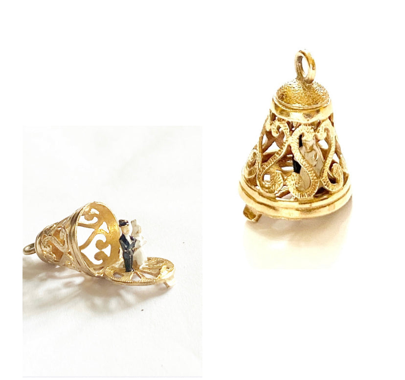 9ct wedding bell charm opening circa 1975