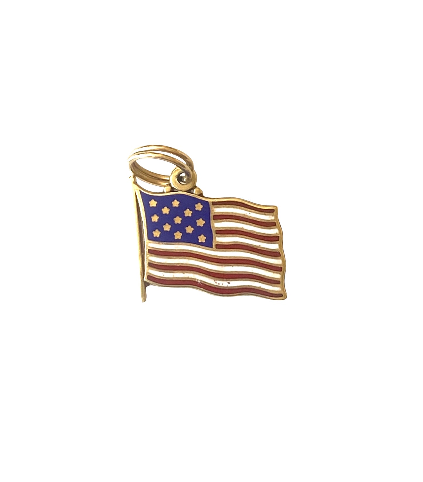 14ct American flag charm / pendant. enamelled. 1.7g