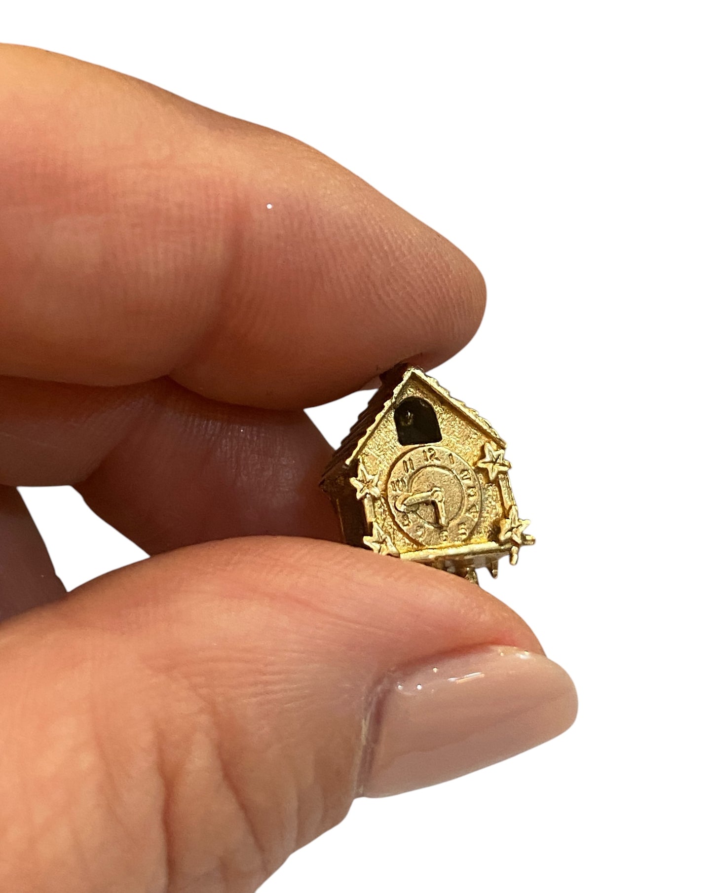 9ct vintage cuckoo clock charm, articulated circa 1967