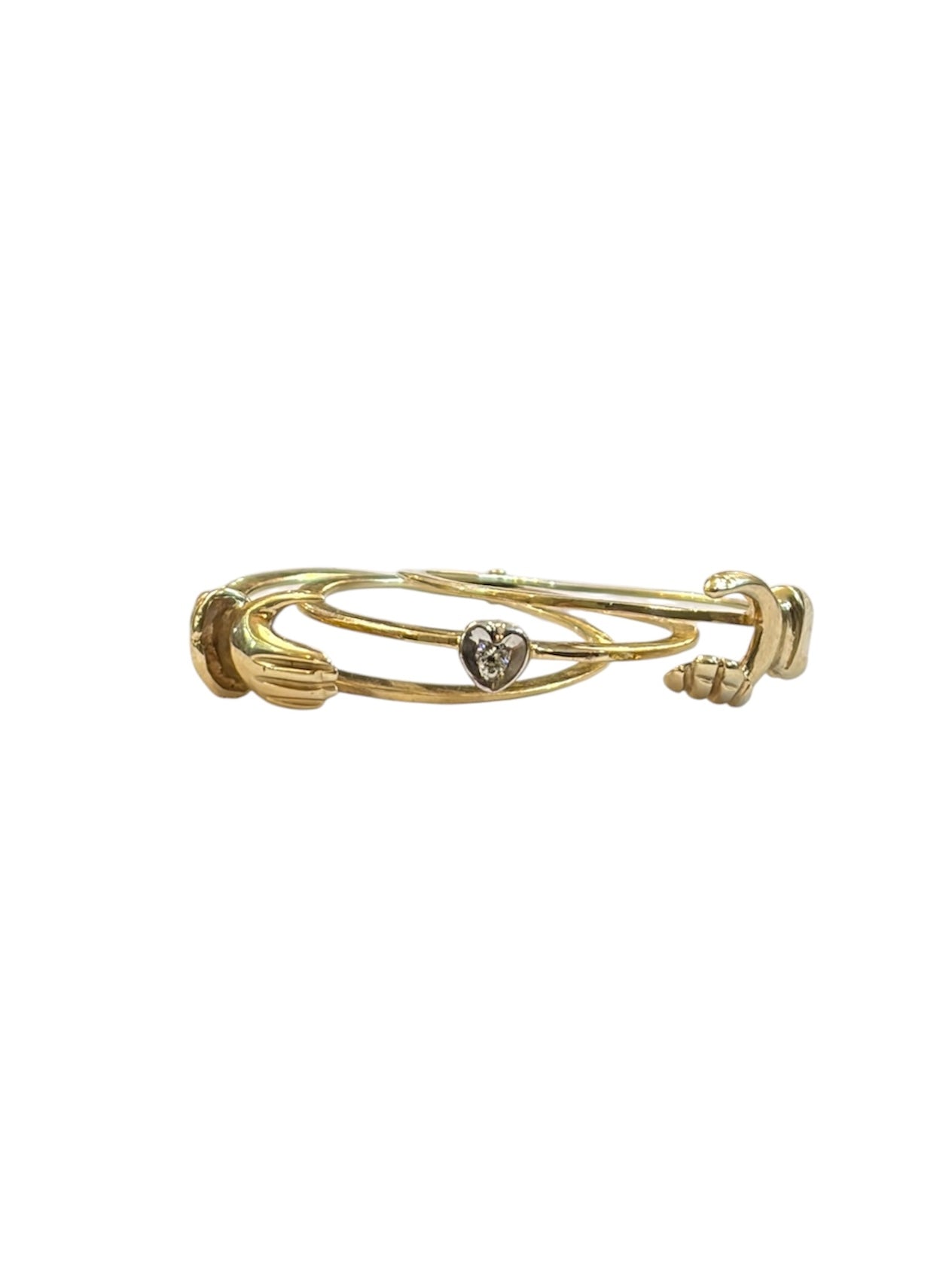 9ct pre owned fede gimmel ring with diamond heart ring size S 3.7g