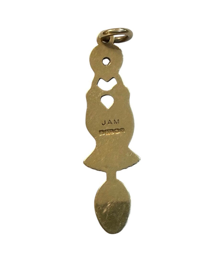 9ct vintage welsh love spoon charm / pendant circa 1984 1.18g