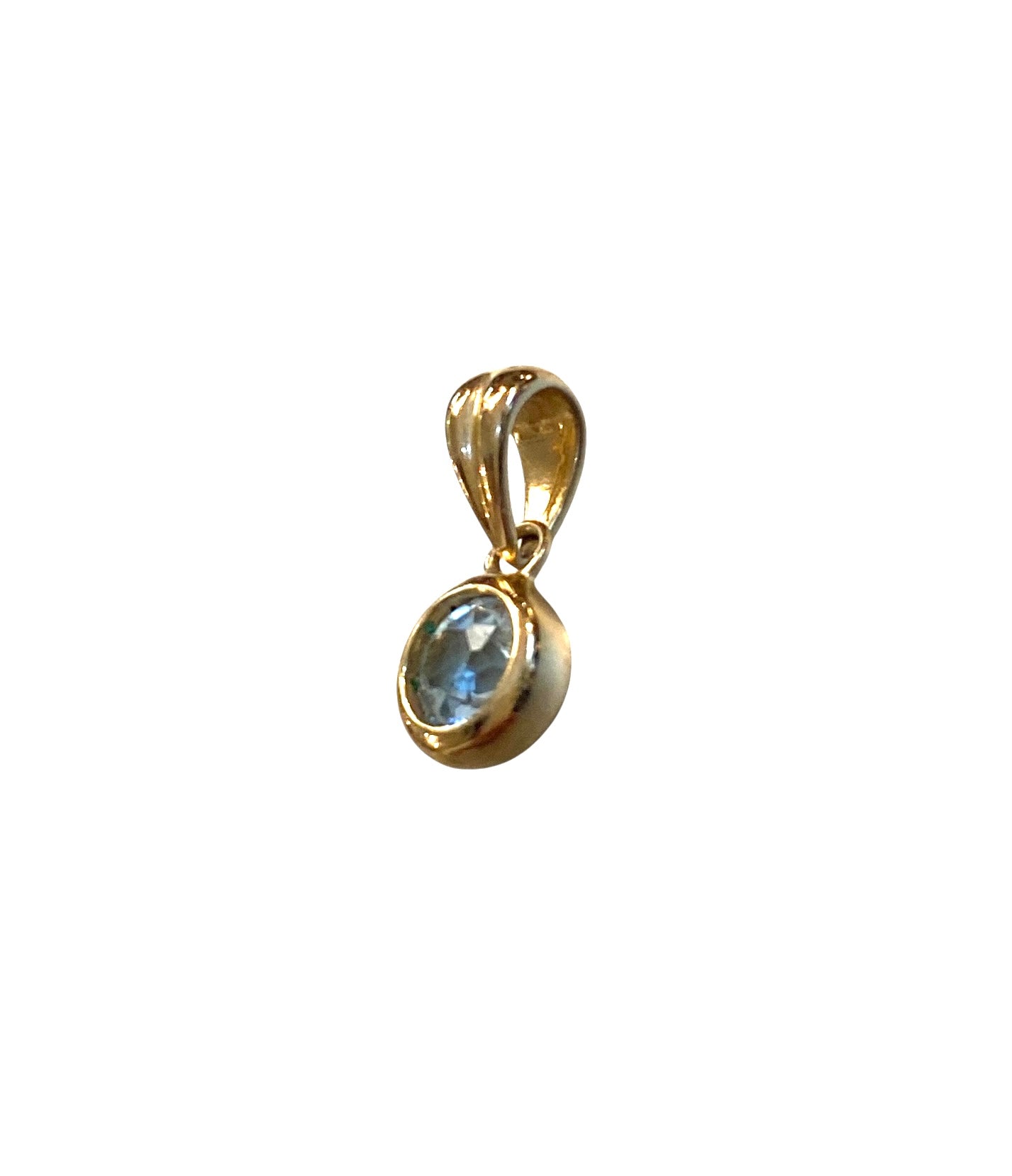 9ct vintage / pre owned blue topaz solitaire charm / pendant