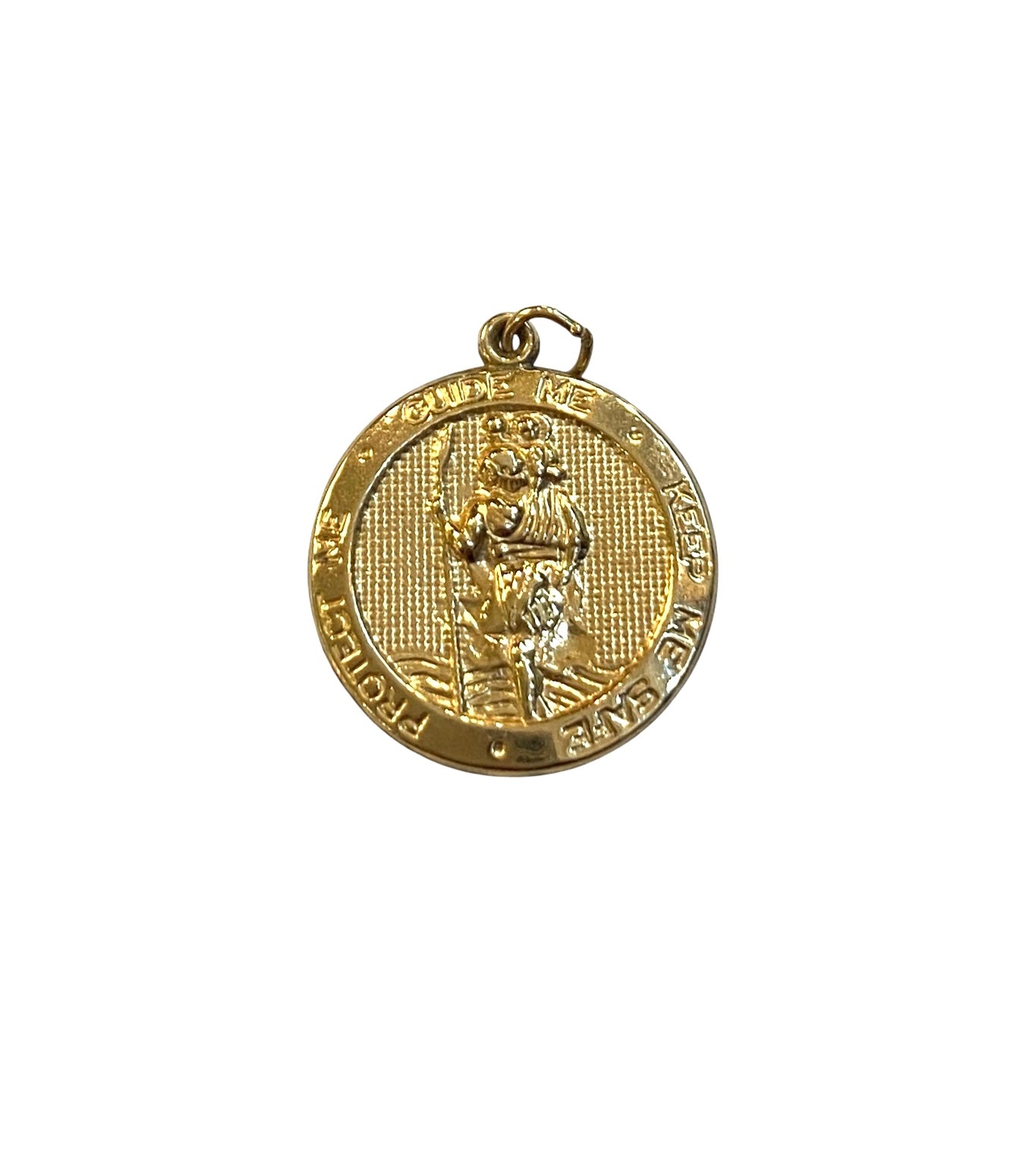 9ct pre owned st Christopher charm / pendant with a guardian angel on the reverse. Hollow