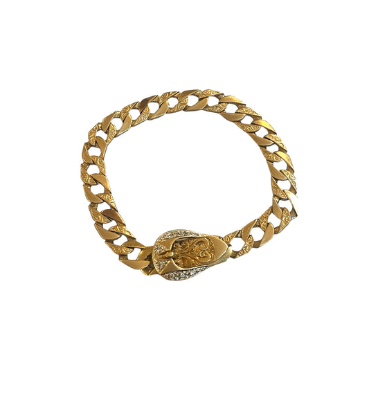 9ct vintage flat curb link unisex bracelet 19mm