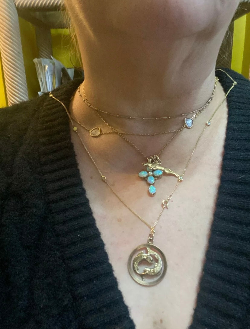 9CT VINTAGE LARGE PISCES PENDANT CHARM CIRCA 1978