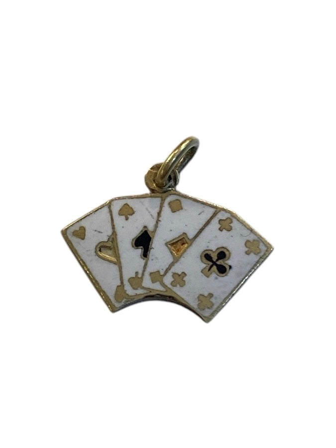 14ct 585 vintage gold enamel card charm
