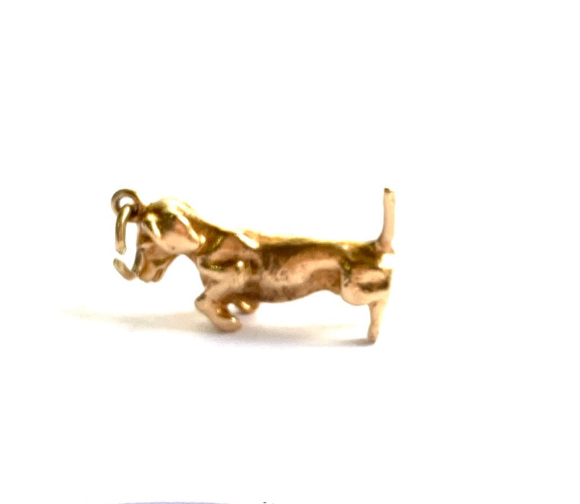 14ct 585 vintage gold dachshund charm / pendant