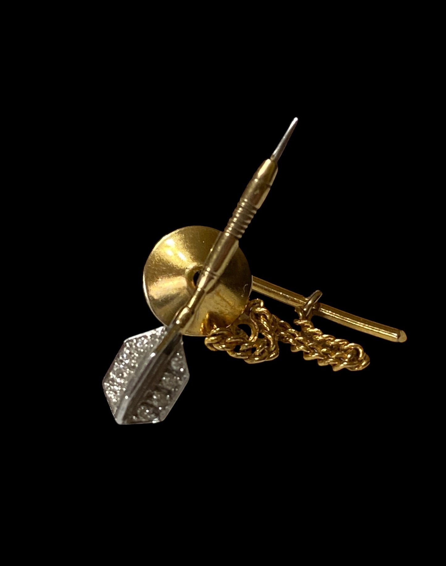 9ct vintage diamond dart tie pin. circa 1985