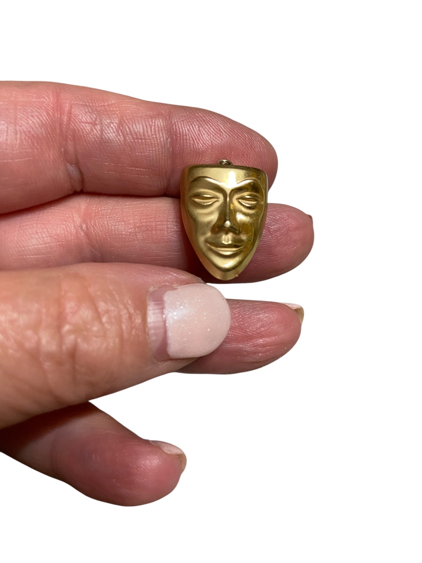 9ct vintage comedy and tragedy mask charm / pendant