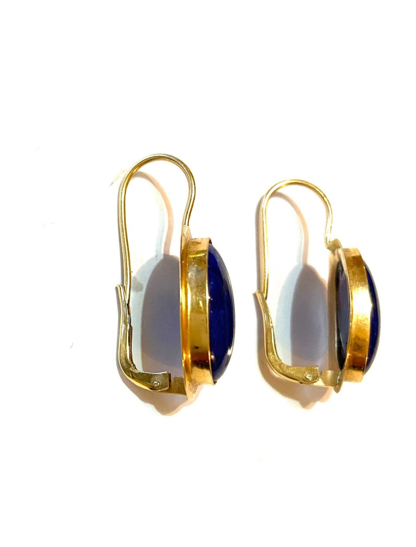 14ct 585 pre owned large lapis lazuli drop earrings