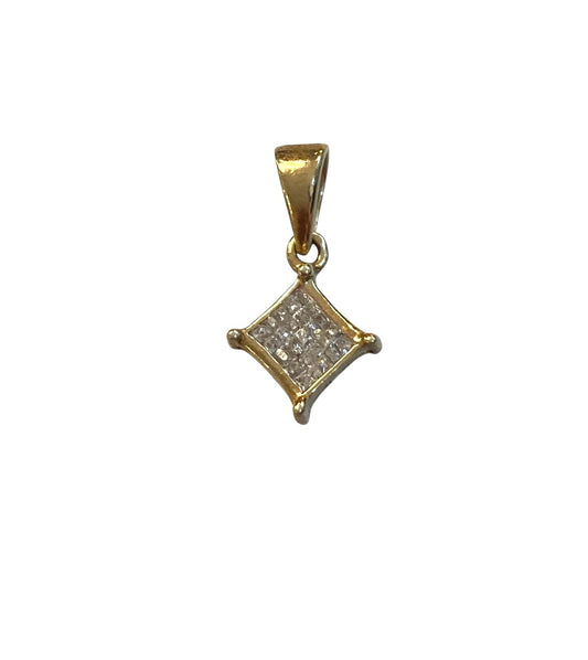 9ct vintage diamond shape diamond charm/ pendant