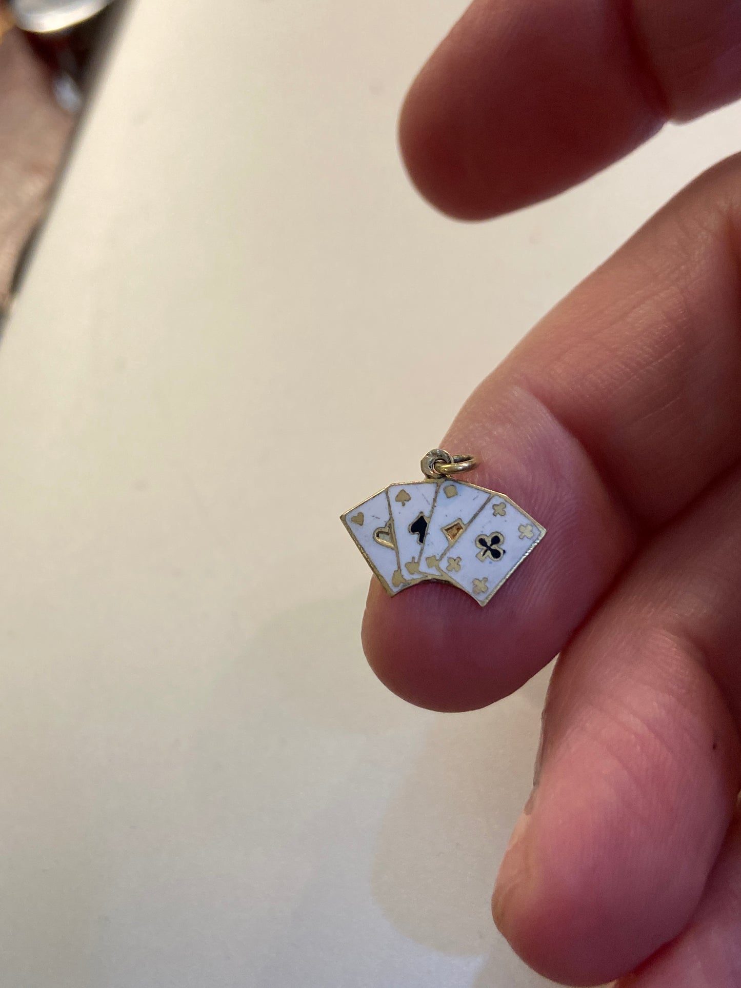 14ct 585 vintage gold enamel card charm