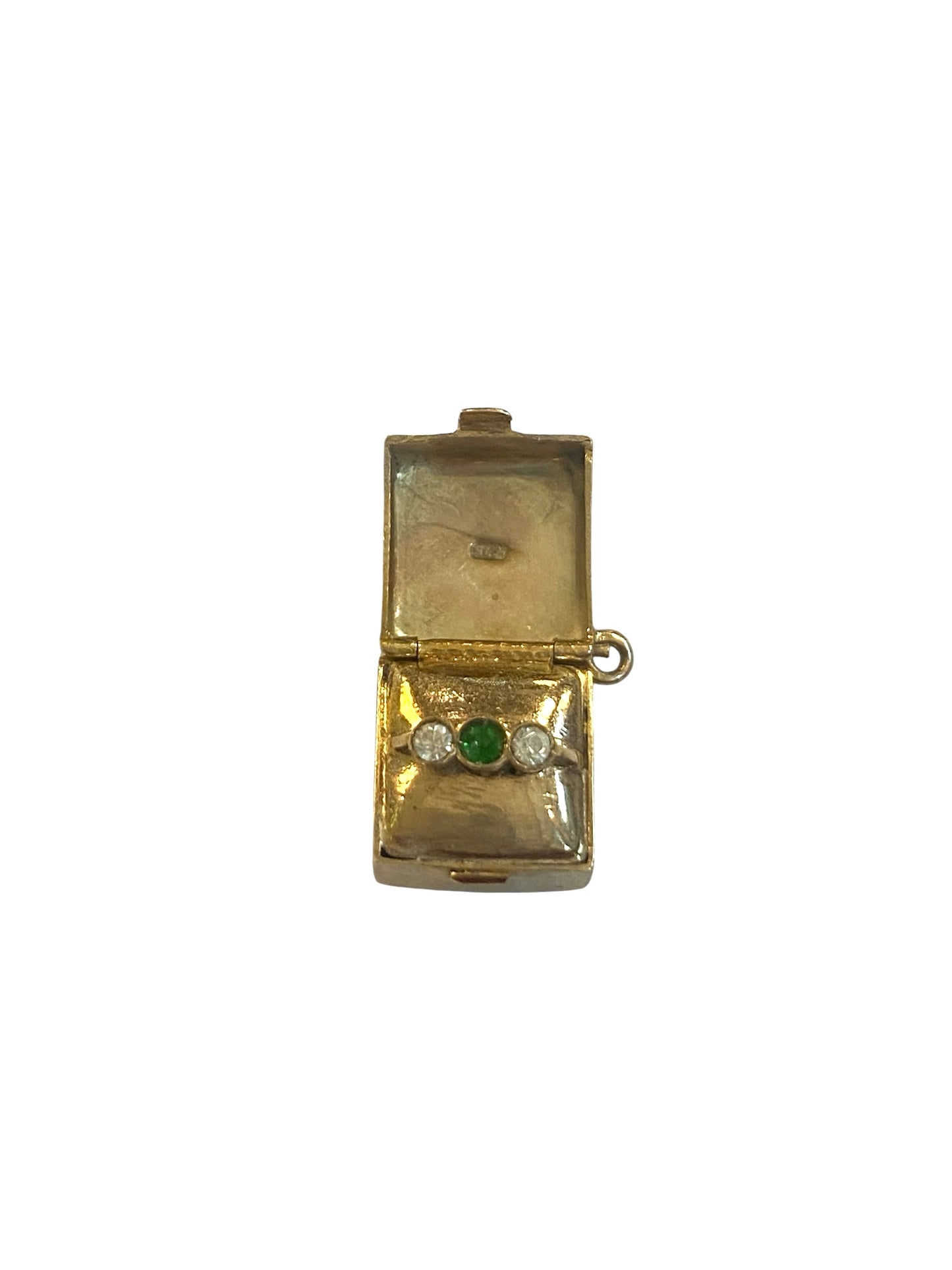 9ct vintage gold box charm with a ring inside circa 1952