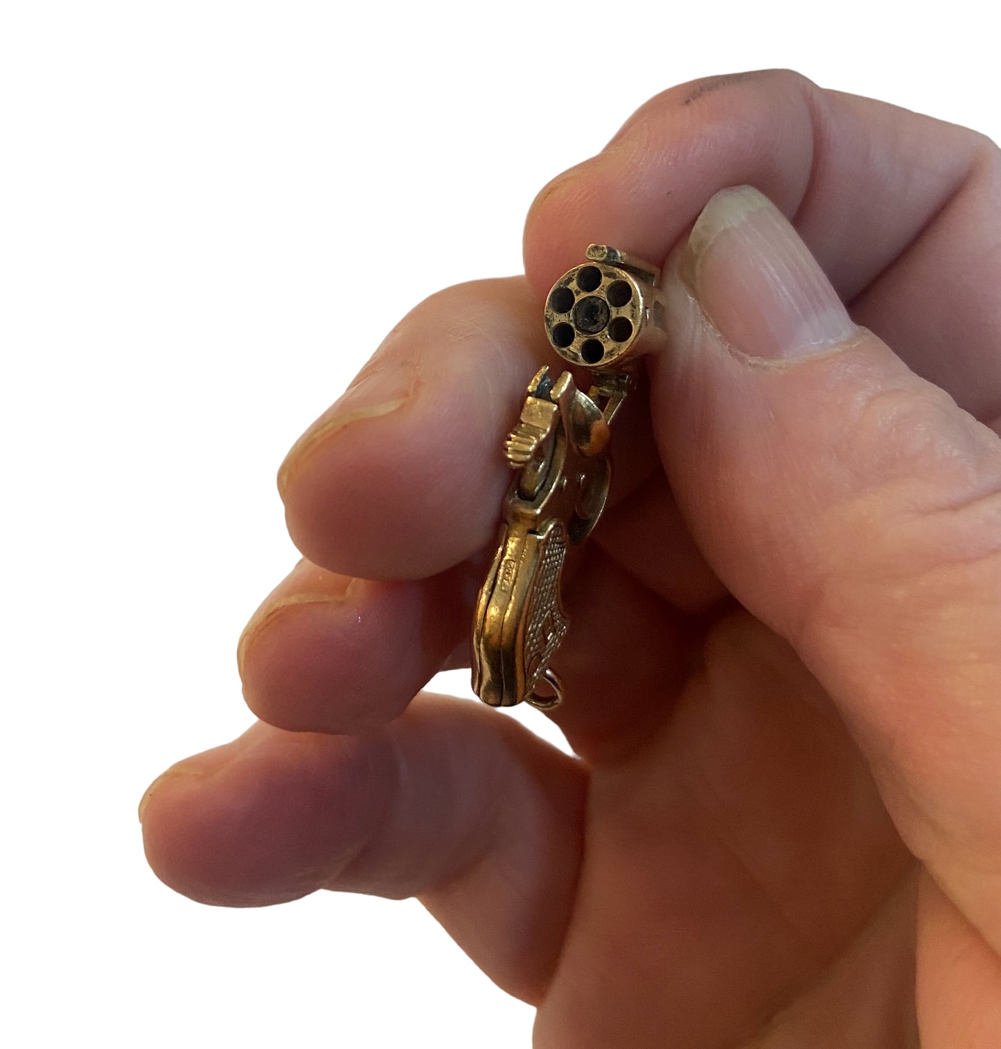 9ct vintage revolver / gun charm / pendant articulated circa 1961 6.8grams