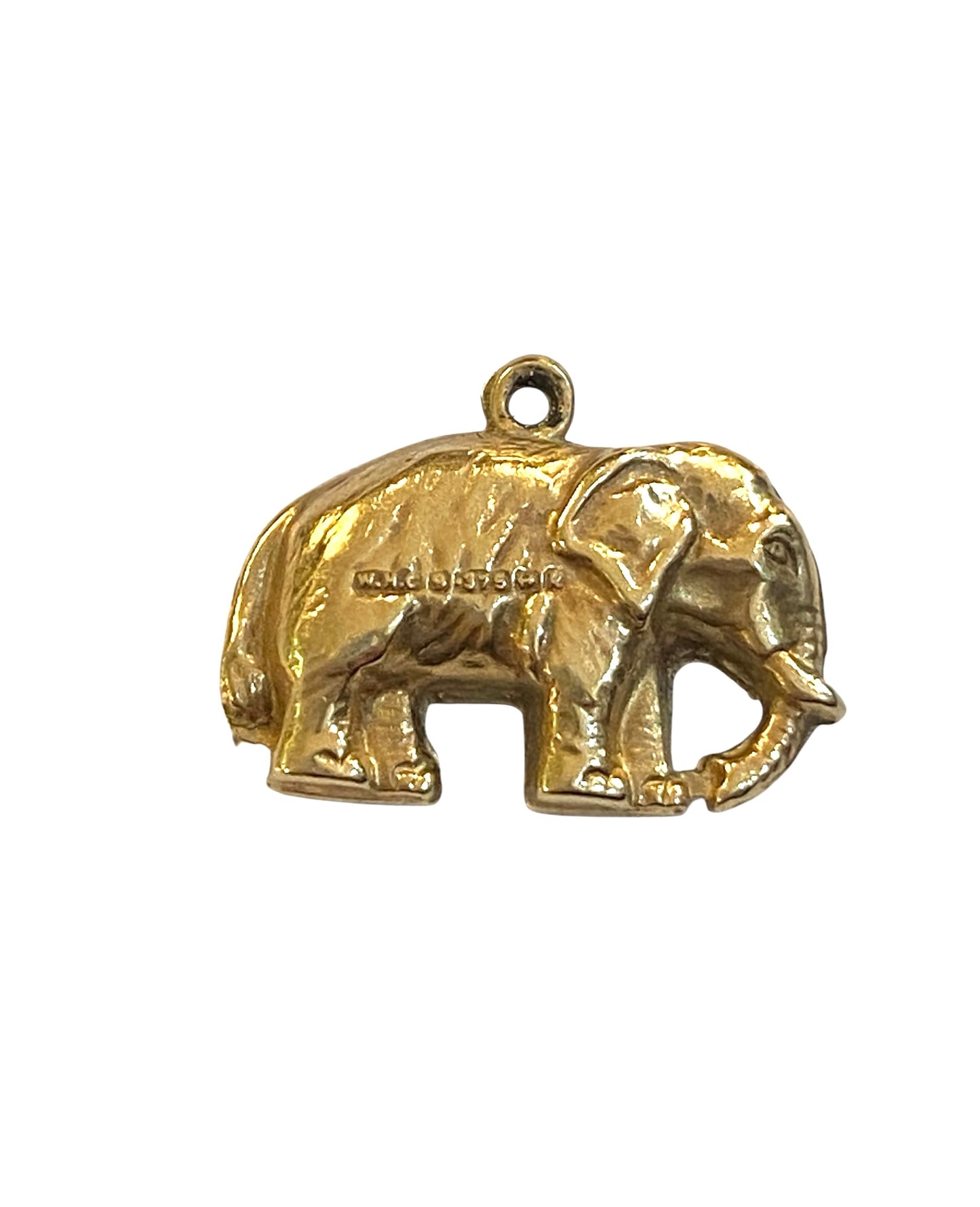 9ct vintage small elephant charm. circa 1966 .HOLLOW