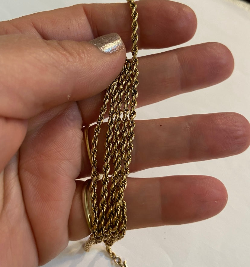 15ct Antique rope link chain 22 1/2 inches long 10.3g