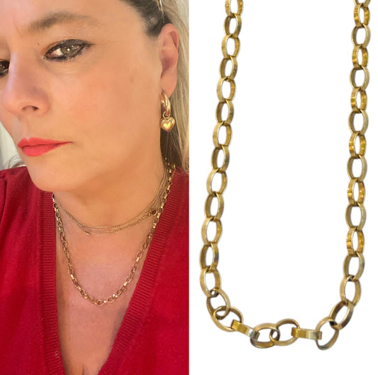 9ct vintage unisex chain, large links , heavy 15g