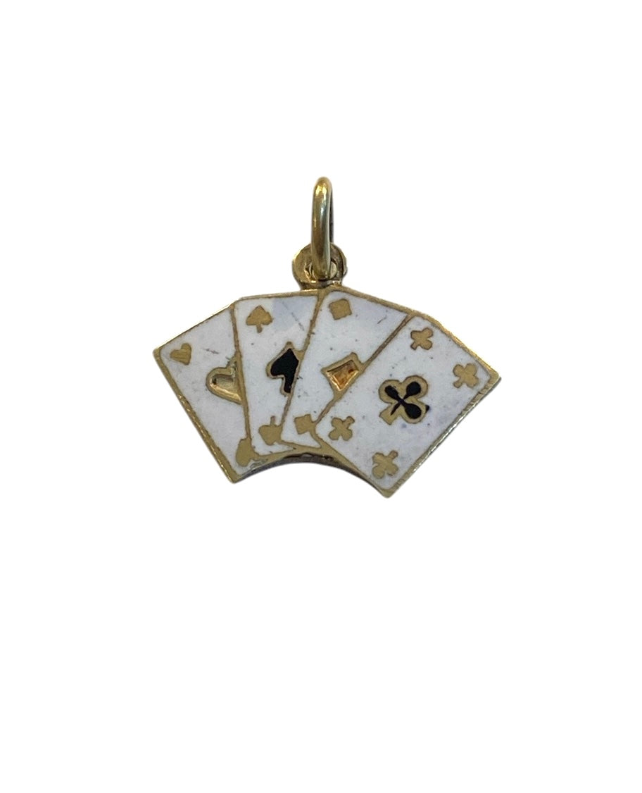 14ct 585 vintage gold enamel card charm