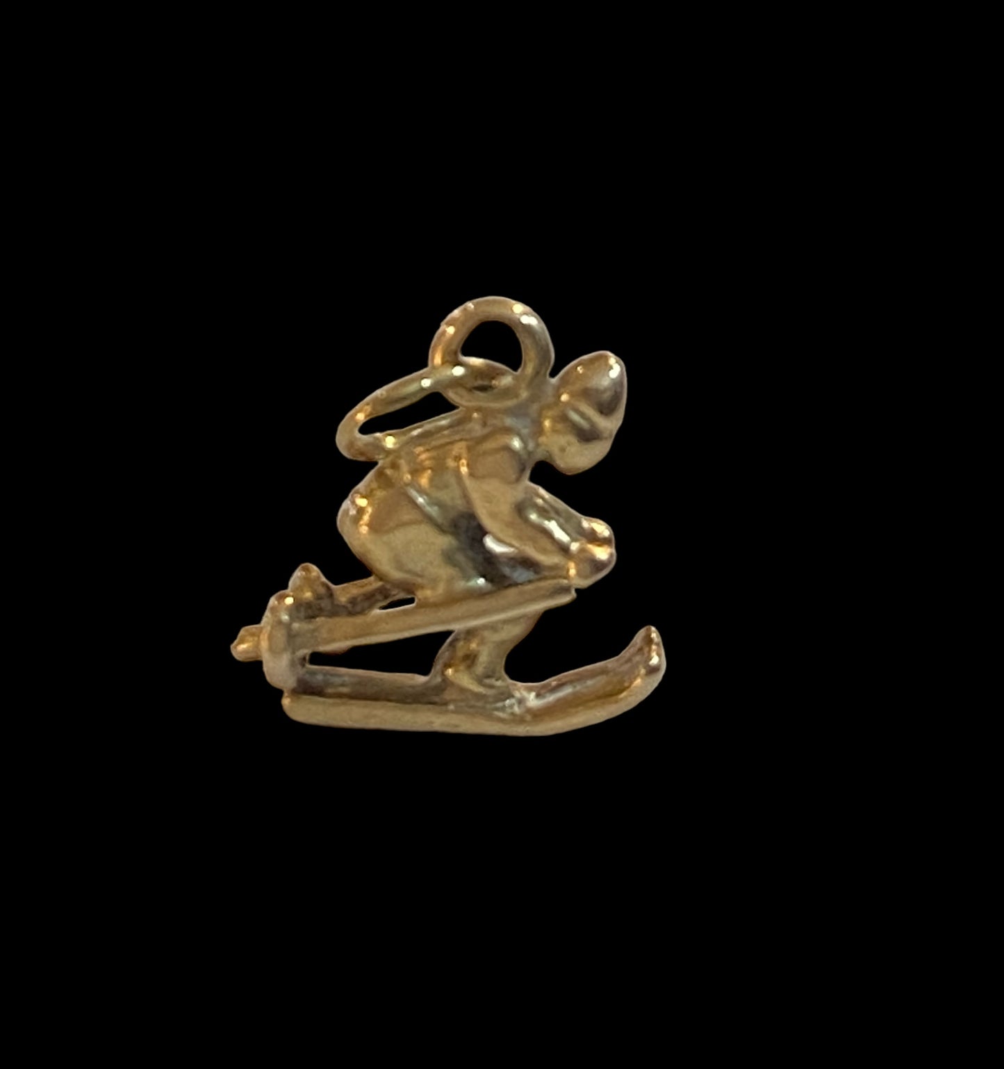 9ct vintage skier charm / pendant