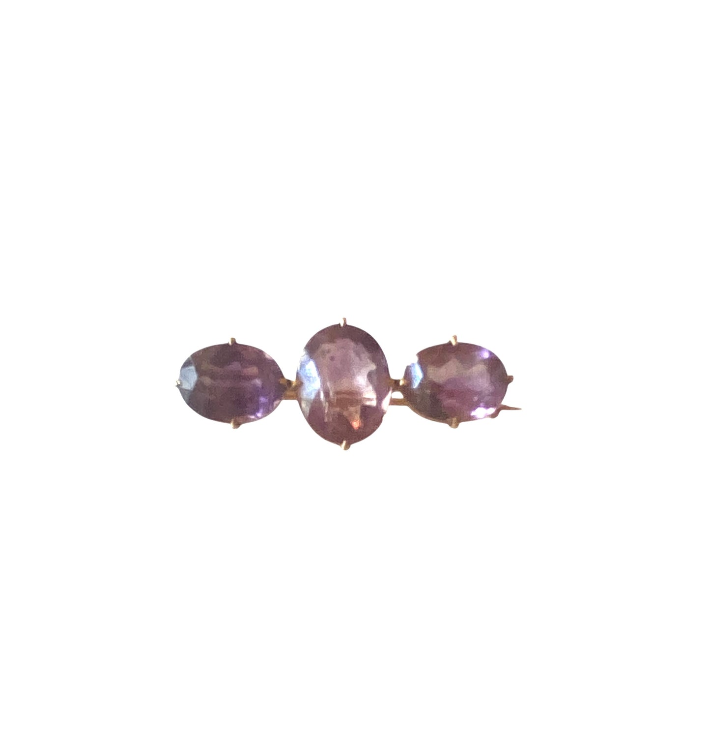 9ct Antique amethyst brooch. three stone