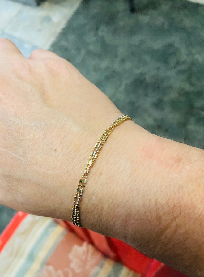 18ct two colour gold bracelet pre owned
