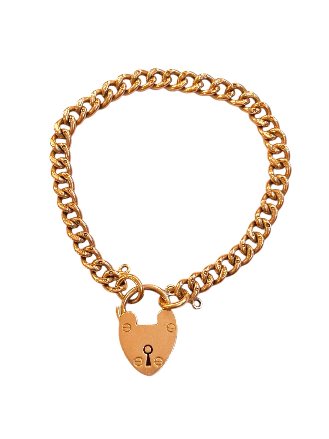 9ct antique rose gold curb link bracelet circa 1902 (16.5g)